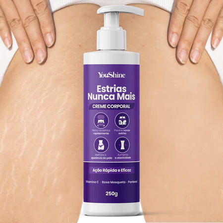 Creme AntiEstrias Removedor de Estrias e Flacidez YouShine 250g com Colágeno e Elastina Ação Rápida