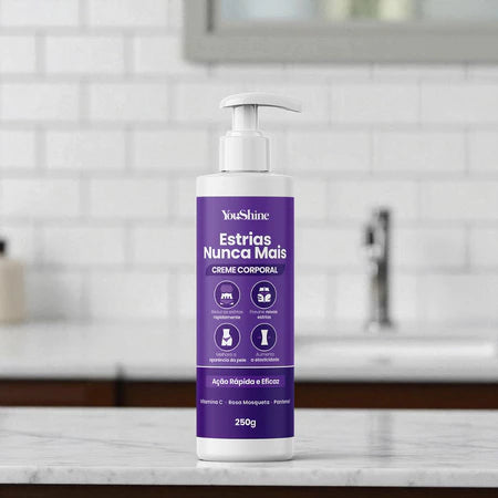 Creme AntiEstrias Removedor de Estrias e Flacidez YouShine 250g com Colágeno e Elastina Ação Rápida