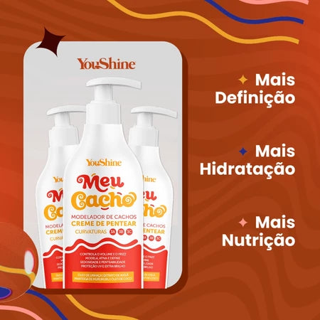 Creme De Pentear Meu Cacho Modelador de Cachos YouShine 500mL Definição Hidratação Encaracolando