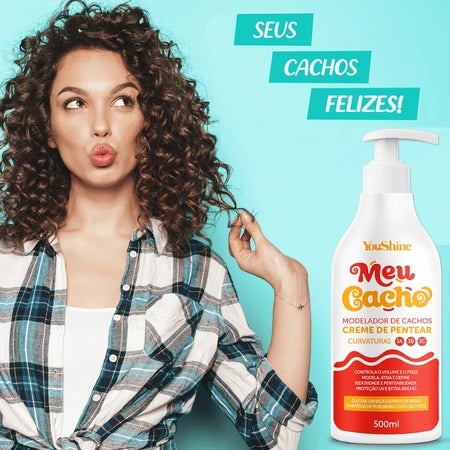 Creme De Pentear Meu Cacho Modelador de Cachos YouShine 500mL Definição Hidratação Encaracolando