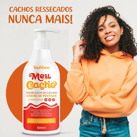 Creme De Pentear Meu Cacho Modelador de Cachos YouShine 500mL Definição Hidratação Encaracolando