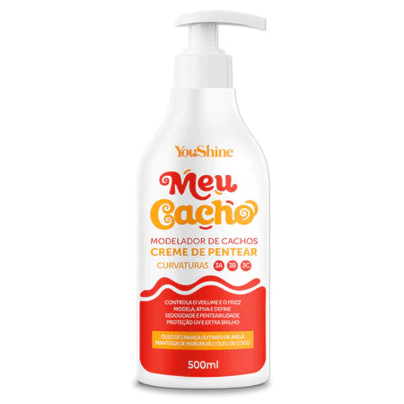 Creme De Pentear Meu Cacho Modelador de Cachos YouShine 500mL Definição Hidratação Encaracolando