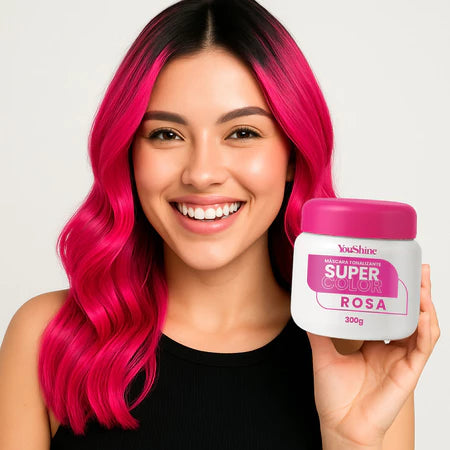 Tonalizante Rosa Pink Mechas Rosas Fácil Super Color YouShine 300g Efeito Natural Super Resultado