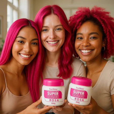 Tonalizante Rosa Pink Mechas Rosas Fácil Super Color YouShine 300g Efeito Natural Super Resultado