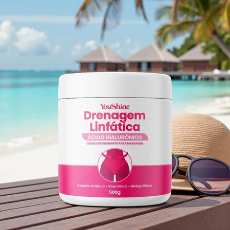 Creme Drenagem Linfática Ácido Hialurônico Massagem YouShine 500g Reduz Flacidez e Celulites