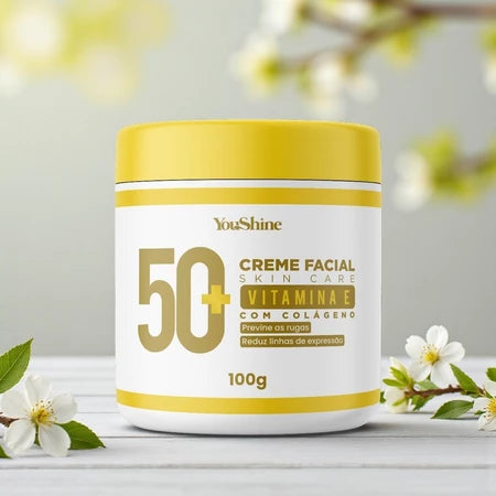Creme Rosto 50+ Para Rugas Skin Care com Colágeno e Vitamina E Facial Antissinais YouShine 100g