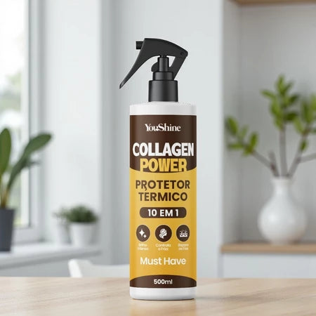 Protetor Térmico Collagen Power 10 em 1 Spray 500mL YouShine Defrizante Finalizador Capilar