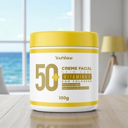 Creme Rosto 50+ Para Rugas Skin Care com Colágeno e Vitamina E Facial Antissinais YouShine 100g