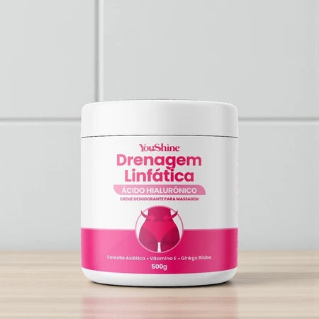 Creme Drenagem Linfática Ácido Hialurônico Massagem YouShine 500g Reduz Flacidez e Celulites