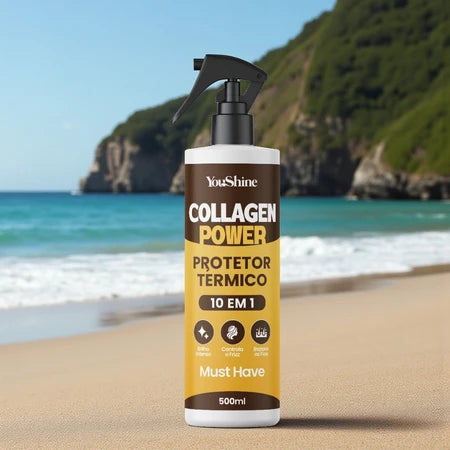 Protetor Térmico Collagen Power 10 em 1 Spray 500mL YouShine Defrizante Finalizador Capilar