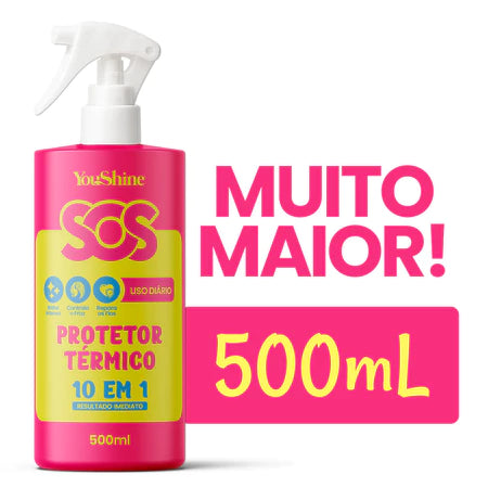 Protetor Termico 10 em 1 Spray SOS YouShine Defrizante Anti Frizz Capilar 500mL