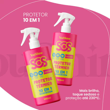 Protetor Termico 10 em 1 Spray SOS YouShine Defrizante Anti Frizz Capilar 500mL