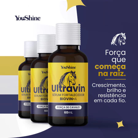 Sérum Crescimento Capilar Acelerado Antiqueda Força de Cavalo Ultravin YouShine 60ml Biovin-A