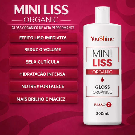 Progressiva MiniLiss Gloss Liso Imediato YouShine 200ml Escova Selagem Mais Econômica do Brasil